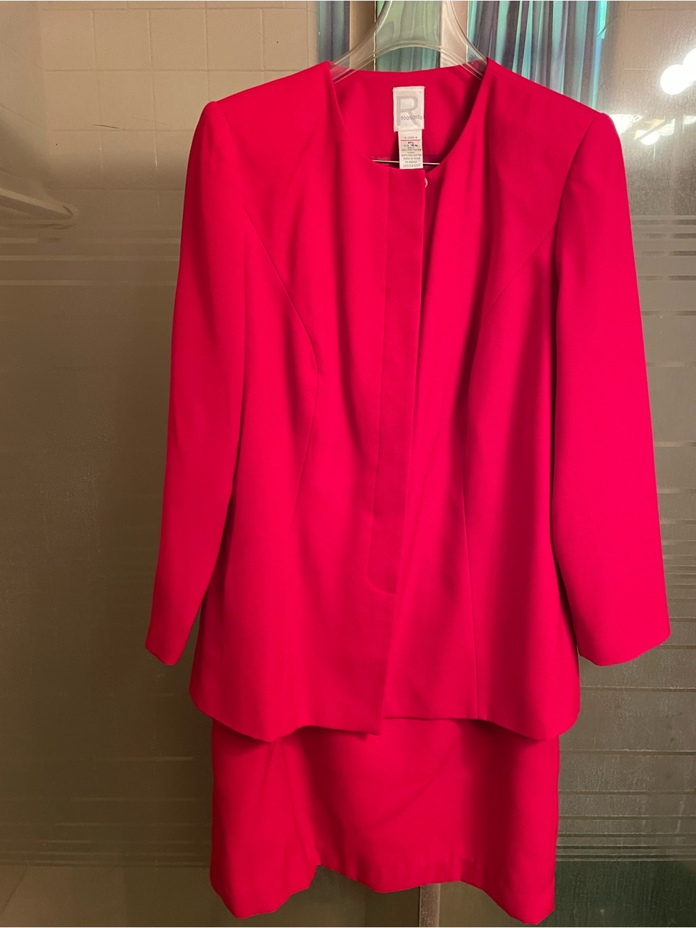 3Pc Elegant VTG Red Women's Maxi Length Skirt Jacket & Cape Tailored suit 16W - Picture 8 of 13